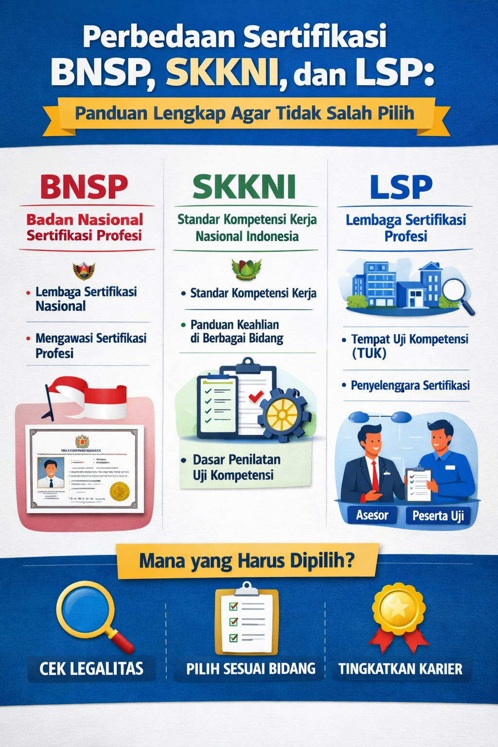 Perbedaan Sertifikasi BNSP, SKKNI, dan LSP: Panduan Lengkap Agar Tidak Salah Pilih