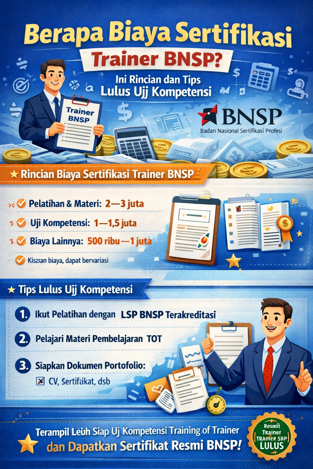 Berapa Biaya Sertifikasi Trainer BNSP? Ini Rincian dan Tiaps Lulus Uji Kompetensi