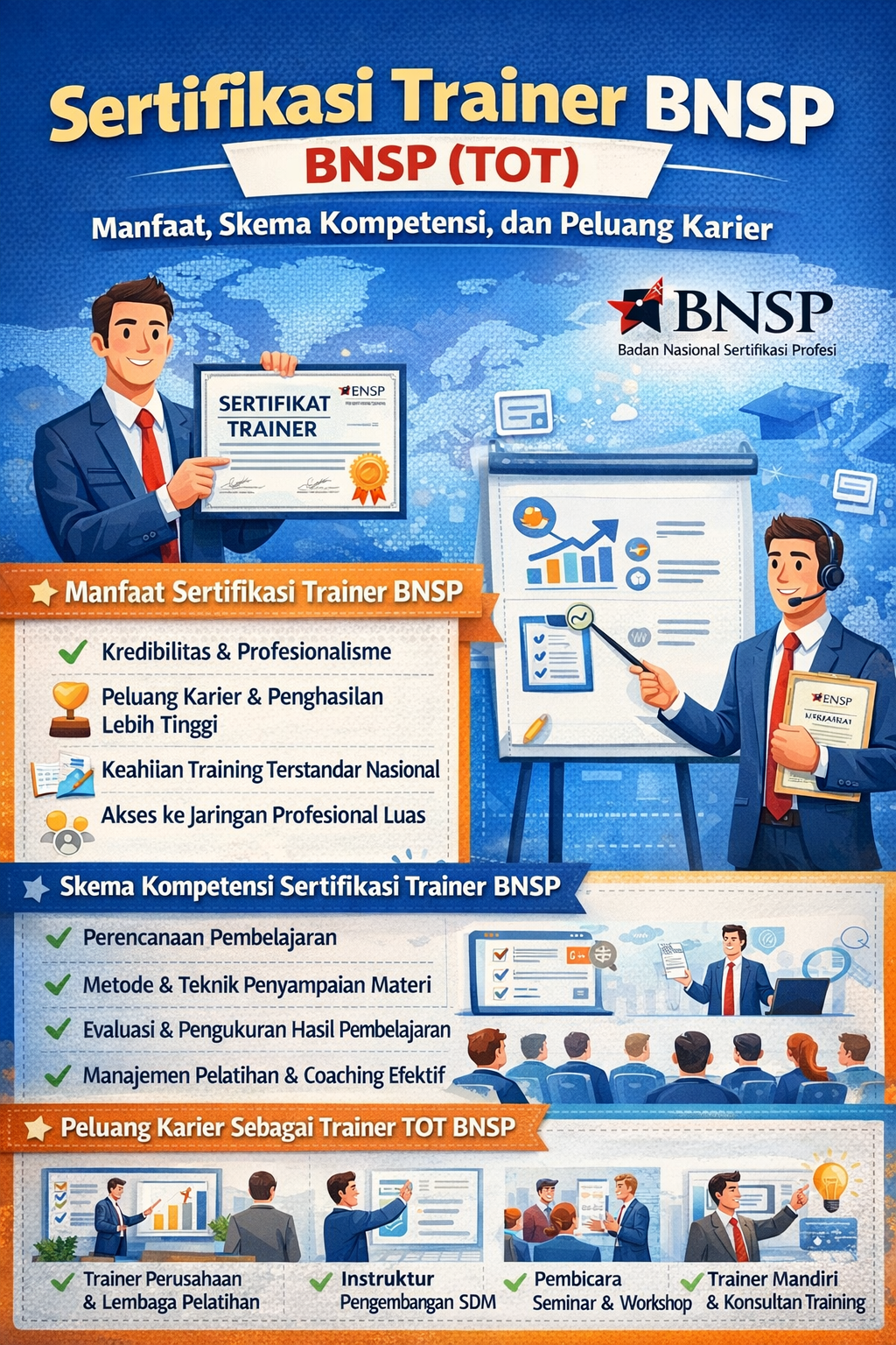 Sertifikasi Trainer BNSP (TOT): Manfaat, Skema Kompetensi, dan Peluang Karier